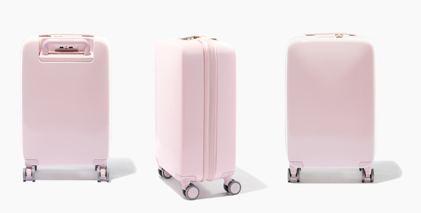 maleta de viaje rosa palo